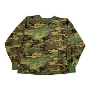 Vintage Rothco Long Sleeve Camo Shirt Size 2XL Military Woodland